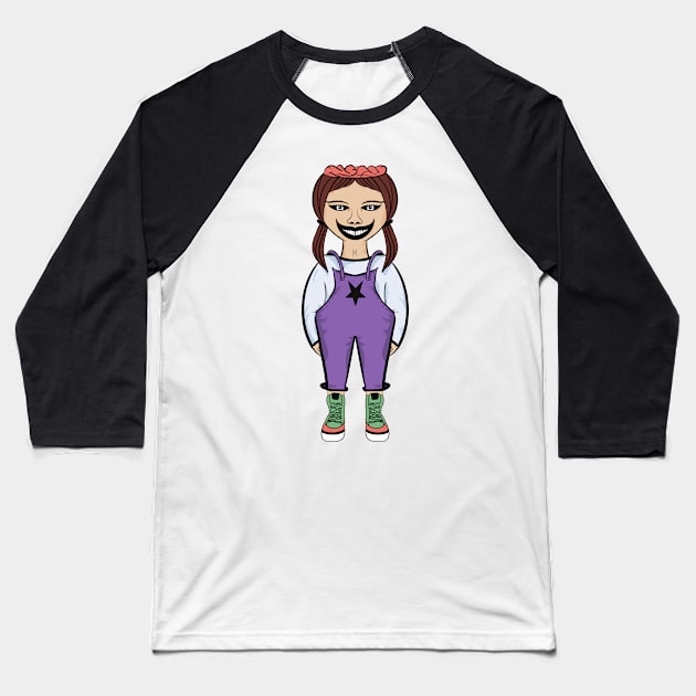 Creepy cute doll Baseball T-Shirt by Brains